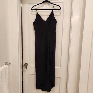 Grace Willow Black Asymmetrical Draped Dress – Elegant & Effortless